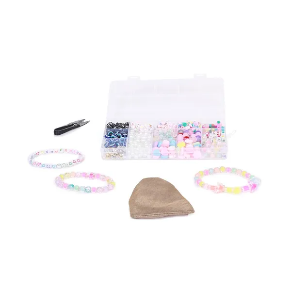 Multicolor_15-Compartment_Bracelet_Making_Kit_for_Girls_&_Kids__400+_Beads_Including_Evil_Eye,_Pearl,_Alphabet,_Smileys,_Hearts,_Charms_&_Tools__DIY_Jewelry_Craft_Set_with_Cutter,_Elastic_Thread_&_Gift_Bag_Birthday_girls_2_3_4_5_6_7_8_9_years_(All_mix)