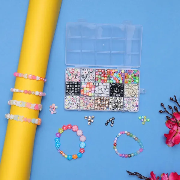 Multicolor_DIY_Jewellery_Making_Kit_for_Kids_&_Girls__15-Compartment_900+pcs_Alphabet_Beads_Box_with_Smiley_&_Heart_Beads,_8_Charms,_Elastic_Thread,_Scissors,_Jute_Bag,_Jump_Rings,_Lobster_Clasps_&_Earring_Hooks_|_Bracelet_&_Necklace_Making_Set_Birthday_1_2_3_4_5_6_7_8_9_age_years_(Alhpabet_kit)