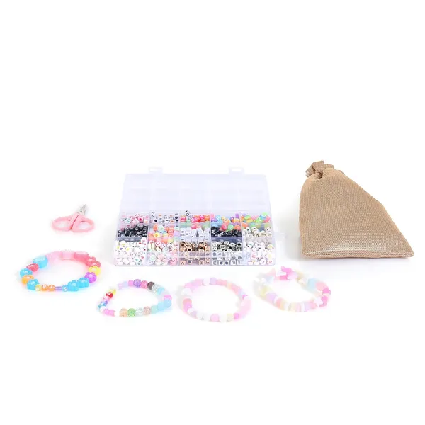Multicolor_DIY_Jewellery_Making_Kit_for_Kids_&_Girls__15-Compartment_900+pcs_Alphabet_Beads_Box_with_Smiley_&_Heart_Beads,_8_Charms,_Elastic_Thread,_Scissors,_Jute_Bag,_Jump_Rings,_Lobster_Clasps_&_Earring_Hooks_|_Bracelet_&_Necklace_Making_Set_Birthday_1_2_3_4_5_6_7_8_9_age_years_(Alhpabet_kit)