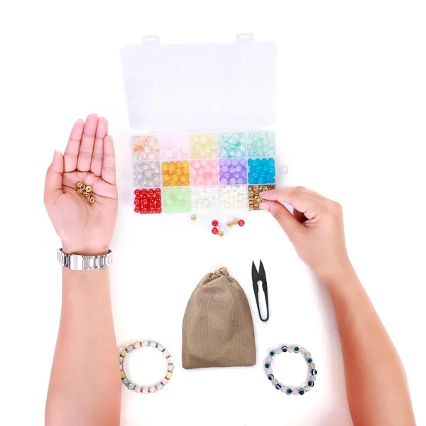 Gold_15-Compartment_Bracelet_Making_Kit_For_Kids_And_Adults-_400+_Glass_&_Evil_Eye_Beads,Gold_Spacer_Beads,Charms,Elastic_Thread,Cutter_&_Gift_Bag_DIY_Jewelry_Craft_Set_For_Girls