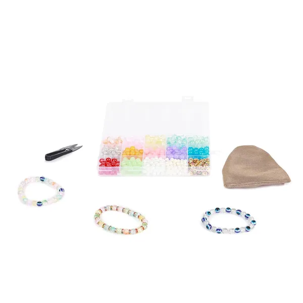 Gold_15-Compartment_Bracelet_Making_Kit_For_Kids_And_Adults-_400+_Glass_&_Evil_Eye_Beads,Gold_Spacer_Beads,Charms,Elastic_Thread,Cutter_&_Gift_Bag_DIY_Jewelry_Craft_Set_For_Girls