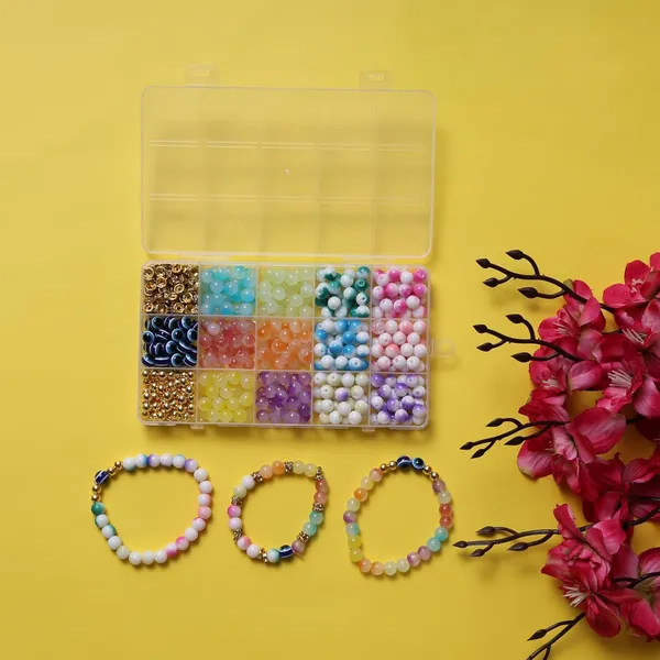 Multicolor_15-Compartment_Bracelet_Making_Kit_for_Girls_&_Kids__400+_Glossy_Round_Beads_with_Evil_Eye,_Metallic,_Gradient_Colors_&_Charms__DIY_Jewelry_Kit_with_Elastic_Thread,_Cutter_&_Gift_Pouch_Birthday_1_2_3_4_5_6_7_8_9_age_years_(Half_jelly_Milky)