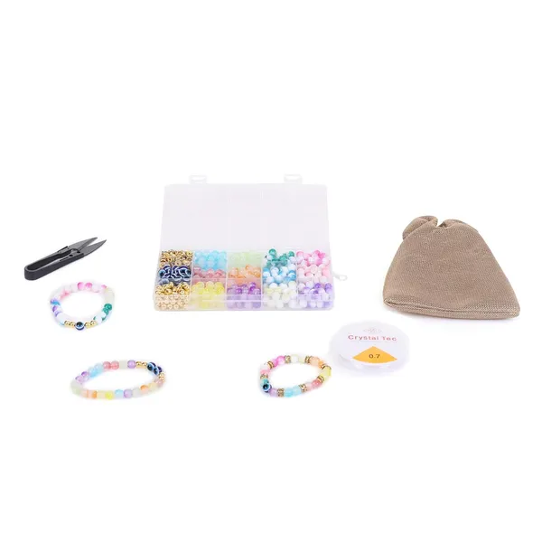 Multicolor_15-Compartment_Bracelet_Making_Kit_for_Girls_&_Kids__400+_Glossy_Round_Beads_with_Evil_Eye,_Metallic,_Gradient_Colors_&_Charms__DIY_Jewelry_Kit_with_Elastic_Thread,_Cutter_&_Gift_Pouch_Birthday_1_2_3_4_5_6_7_8_9_age_years_(Half_jelly_Milky)