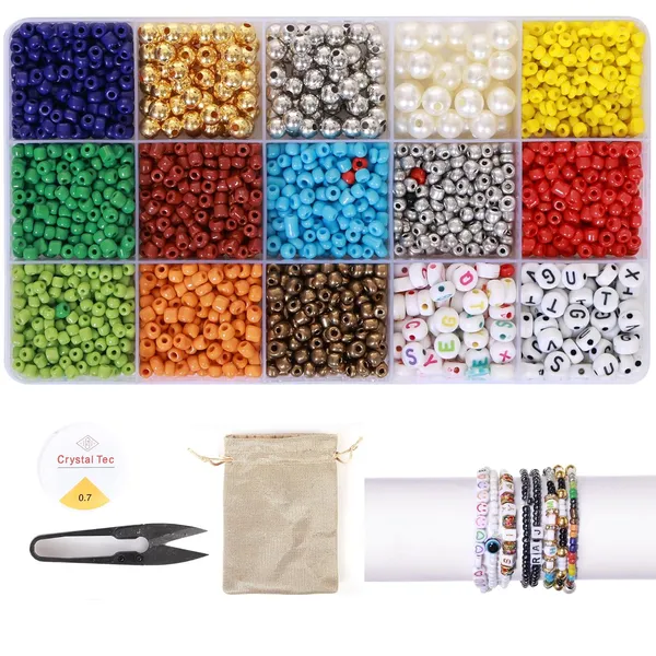 Multicolor_6/0_Seed_Beads_Bracelet_Making_Kit_with_Alphabet,_Metallic,_Tools_&_Pouch__2500+_Pcs_Jewelry_Craft_Set_for_DIY_Bracelets_&_Personalized_Gifts_Birthday_girls_2_3_4_5_6_7_8_9_years_(Seed_Beads)