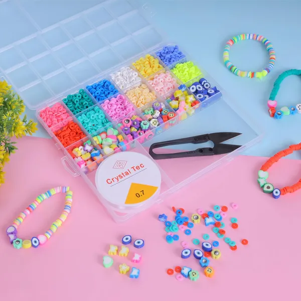 Multicolor_DIY_Jewelry_Making_Kit_with_18_Compartments_of_2400+__Clay_Beads_With_150+_Designer_beads_,_Elastic_String,_Thread_Cutter,_8_Charms_&_Accessories_for_Bracelets,_Necklaces_&_Crafting_-_Birthday_Gift_for_Girls_year_4_5_6_7_8_-_Create_Bracelets,_Necklaces_&_More!_(_clay_2)