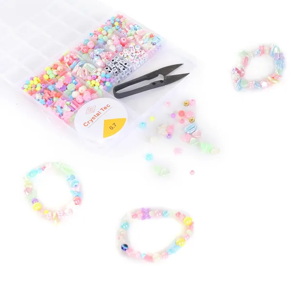 Multicolor_DIY_Jewelry_Making_Kit_with_18_Compartments_of_Beads,_Elastic_String,_Thread_Cutter,_8_Charms_&_Accessories_for_Bracelets,_Necklaces_&_Crafting_-_Birthday_Gift_for_Girls_year_4_5_6_7_8_-_Create_Bracelets,_Necklaces_&_More!_(Mulitcolor_beads)