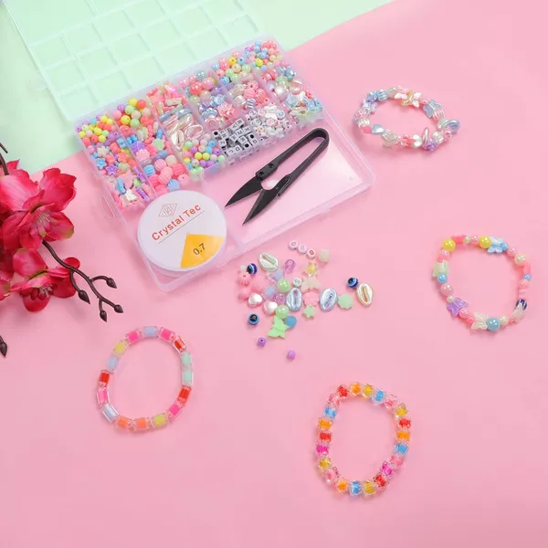 Multicolor_DIY_Jewelry_Making_Kit_with_18_Compartments_of_Beads,_Elastic_String,_Thread_Cutter,_8_Charms_&_Accessories_for_Bracelets,_Necklaces_&_Crafting_-_Birthday_Gift_for_Girls_year_4_5_6_7_8_-_Create_Bracelets,_Necklaces_&_More!_(Mulitcolor_beads)