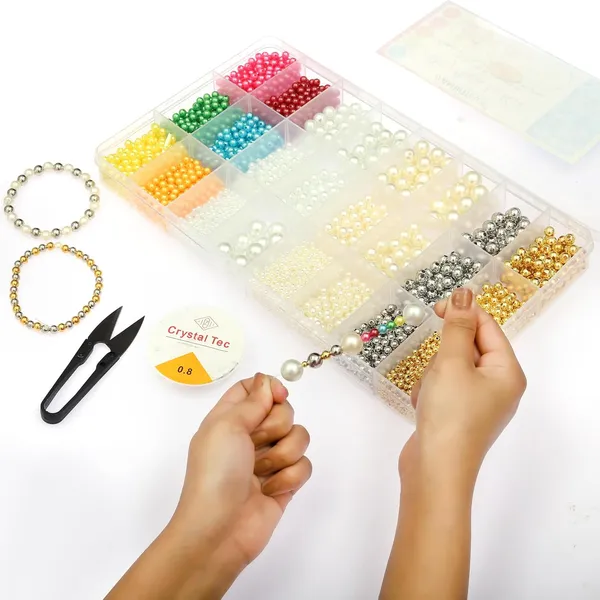 Multicolor_KidsMega_Bracelet_Making_Kit_with_24_Compartment_Organizer_-_2000+_pcs_of_Assorted_Bead_Designs,_Elastic_Thread,_Jute_Bag,_and_Thread_Cutter_(Mega_Metallic)