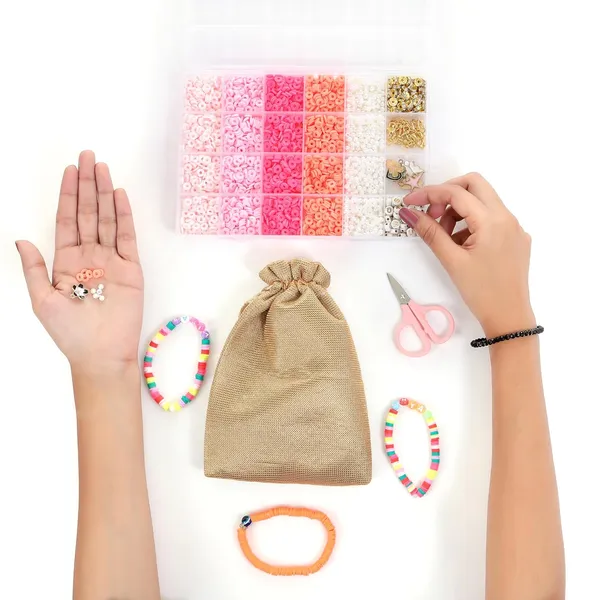 Pink_DIY_Bracelet_Making_Kit_for_Girls__24_Compartment_Set_with_400+_Matte_&_Glossy_Beads,_Cute_Charms,_Elastic_Thread,_Cutter_&_Gift_Bag__Jewelry_Craft_Set_for_Kids_&_Teens_birthday_Gift_for_2_3_4_5_6_7_8_9_years_age_(Pink_Kit)