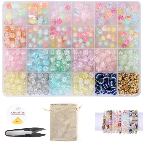 Multicolor_DIY_Bracelet_Making_Kit__575+_Beads_Jewelry_Set_with_Glass,_Double,_Charms_Pendants_Accessories,_Evil_Eye,_Elastic_Thread,_Cutter_&_Jute_Bag__Craft_Kit_for_Girls,_Kids_&_Adults_birthday_2_3_4_5_6_7_8_9_years
