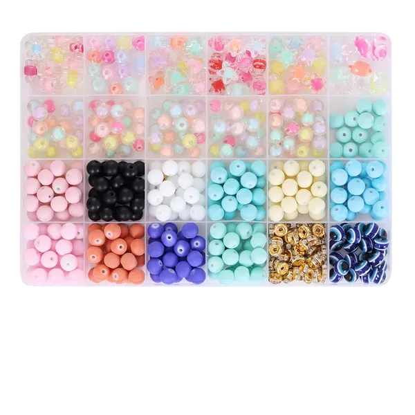 Multicolor_DIY_Bracelet_Making_Kit_for_Girls__24_Compartment_Set_with_400+_Matte_&_Glossy_Beads,_Cute_Charms,_Elastic_Thread,_Cutter_&_Gift_Bag__Jewelry_Craft_Set_for_Kids_&_Teens_birthday_Gift_for_2_3_4_5_6_7_8_9_years_age_(Matt_beads)