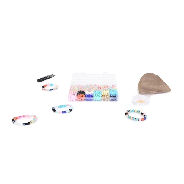 Multicolor_DIY_Bracelet_Making_Kit_for_Girls__24_Compartment_Set_with_400+_Matte_&_Glossy_Beads,_Cute_Charms,_Elastic_Thread,_Cutter_&_Gift_Bag__Jewelry_Craft_Set_for_Kids_&_Teens_birthday_Gift_for_2_3_4_5_6_7_8_9_years_age_(Matt_beads)