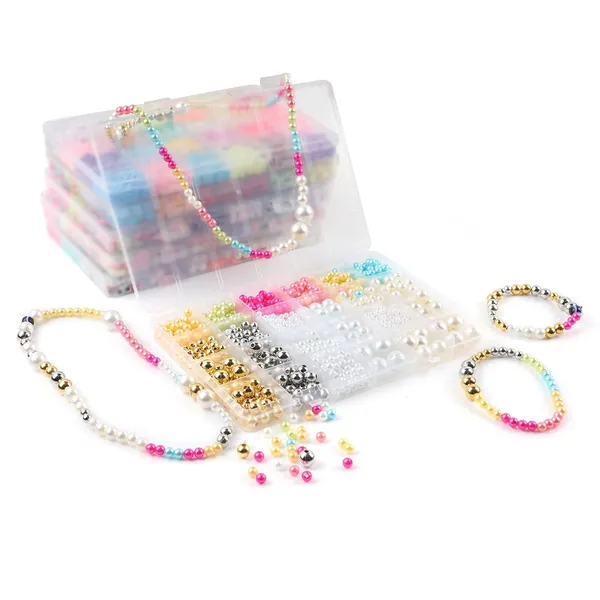 Multicolor_DIY_Bracelet_Making_Kit_-_24_Colorful_Beads,_10m_Elastic_Thread,_Jute_Bag,_and_Cutter_-_Gift_for_Girls_Birthdays_(Pearl_Beads)