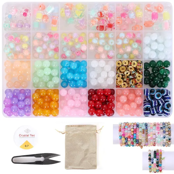 Multicolor_DIY_Bracelet_Making_Kit_for_Girls__24_Compartment_Set_with_400+_Matte_&_Glossy_Beads,_Cute_Charms,_Elastic_Thread,_Cutter_&_Gift_Bag__Jewelry_Craft_Set_for_Kids_&_Teens_birthday_Gift_for_2_3_4_5_6_7_8_9_years_age_(Jelly_Beads)