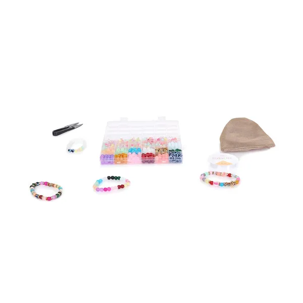 Multicolor_DIY_Bracelet_Making_Kit_for_Girls__24_Compartment_Set_with_400+_Matte_&_Glossy_Beads,_Cute_Charms,_Elastic_Thread,_Cutter_&_Gift_Bag__Jewelry_Craft_Set_for_Kids_&_Teens_birthday_Gift_for_2_3_4_5_6_7_8_9_years_age_(Jelly_Beads)
