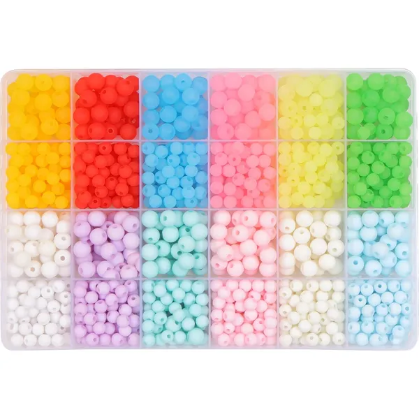 Multicolor_DIY_Bracelet_Making_Kit_-_24_Colorful_Beads,_10m_Elastic_Thread,_Jute_Bag,_and_Cutter_-_Gift_for_Girls_Birthdays_(Matt_Beads)
