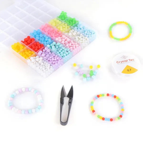 Multicolor_DIY_Bracelet_Making_Kit_-_24_Colorful_Beads,_10m_Elastic_Thread,_Jute_Bag,_and_Cutter_-_Gift_for_Girls_Birthdays_(Matt_Beads)