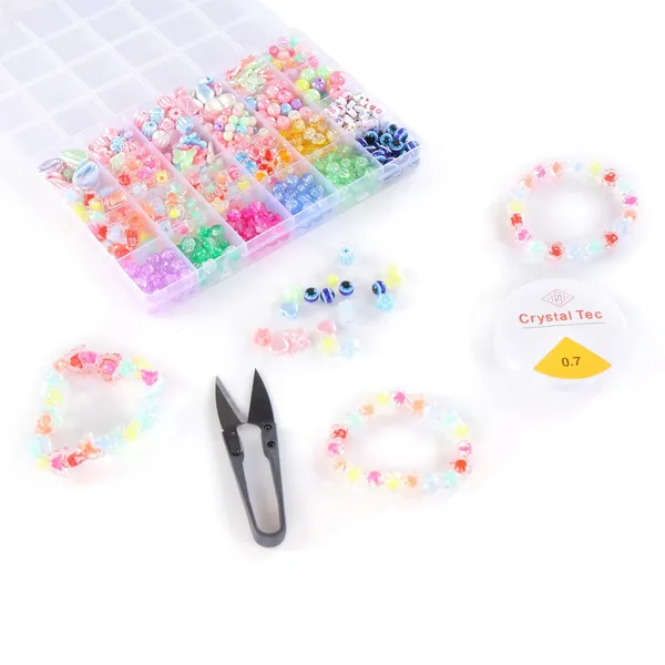 Multicolor_DIY_Bracelet_Making_Kit_-_24_Colorful_Beads,_10m_Elastic_Thread,_Jute_Bag,_and_Cutter_-_Gift_for_Girls_Birthdays_(Double_Beads_)