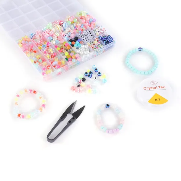 Multicolor_DIY_Bracelet_Making_Kit_-_24_Colorful_Beads,_10m_Elastic_Thread,_Jute_Bag,_and_Cutter_-_Gift_for_Girls_Birthdays_(Double__2)