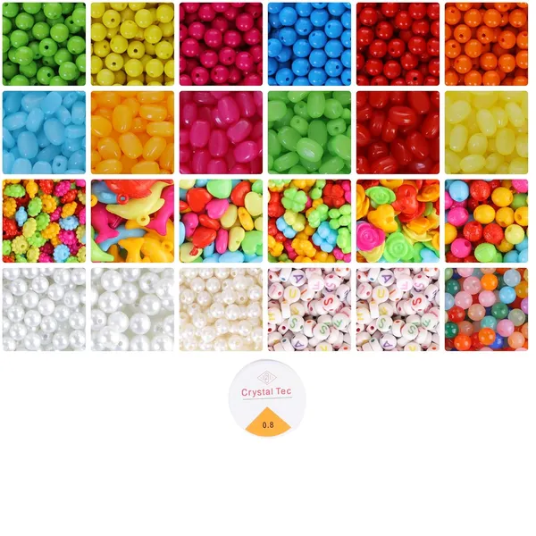 Multicolor_AmbitieuxBracelet_Jewelry_Making_Kit_with_24_Vibrant_Color_Beads_&_Elastic_Thread__DIY_Bead_Craft_Set_for_Kids_&_Adults__Perfect_for_Bracelet,_Necklace,_and_Jewelry_Creations_(All_Color)