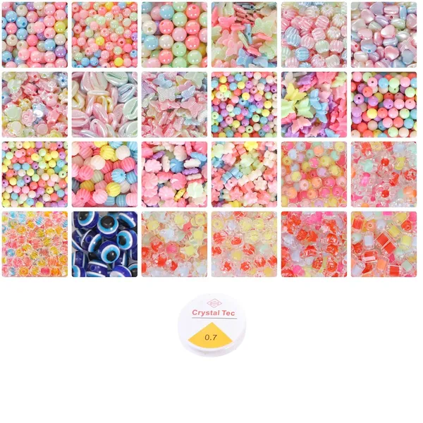 Multicolor_AmbitieuxBracelet_Jewelry_Making_Kit_with_24_Vibrant_Color_Beads_&_Elastic_Thread__DIY_Bead_Craft_Set_for_Kids_&_Adults__Perfect_for_Bracelet,_Necklace,_and_Jewelry_Creations_(Double_beads_)
