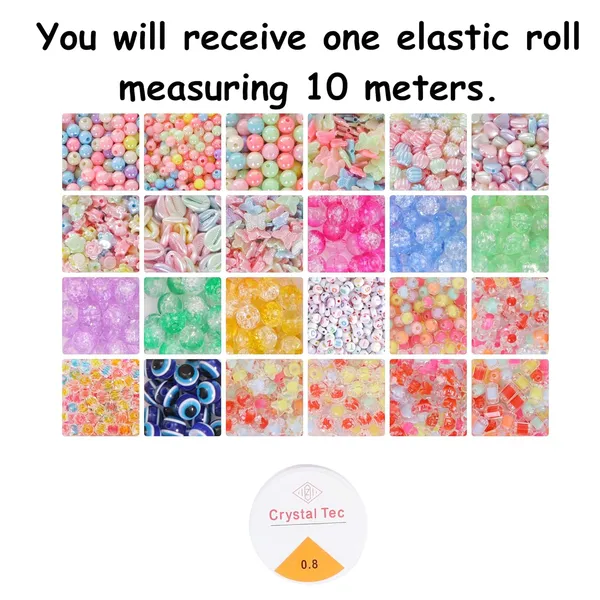 Multicolor_AmbitieuxBracelet_Jewelry_Making_Kit_with_24_Vibrant_Color_Beads_&_Elastic_Thread__DIY_Bead_Craft_Set_for_Kids_&_Adults__Perfect_for_Bracelet,_Necklace,_and_Jewelry_Creations_(Double_beads_with_crackle)
