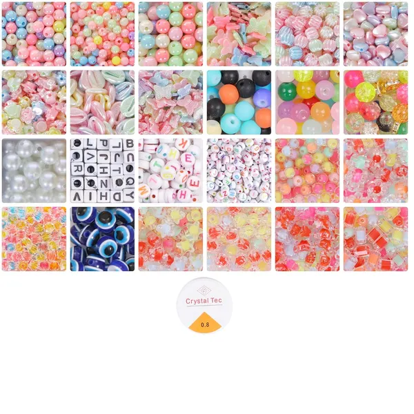 Multicolor_AmbitieuxBracelet_Jewelry_Making_Kit_with_24_Vibrant_Color_Beads_&_Elastic_Thread__DIY_Bead_Craft_Set_for_Kids_&_Adults__Perfect_for_Bracelet,_Necklace,_and_Jewelry_Creations_(Double_beads_With_Glass_beads)