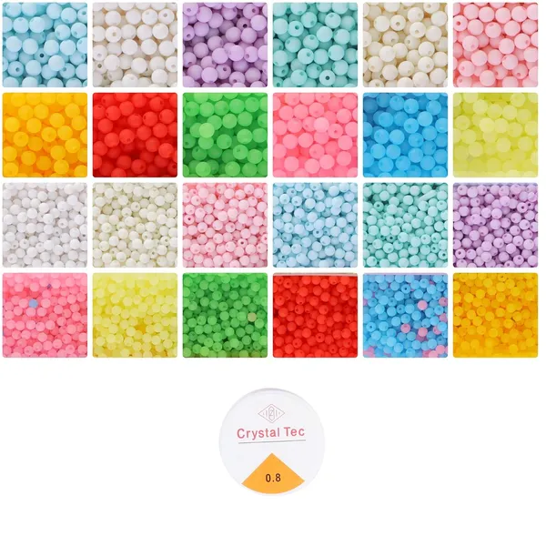 Multicolor_AmbitieuxBracelet_Jewelry_Making_Kit_with_24_Vibrant_Color_Beads_&_Elastic_Thread__DIY_Bead_Craft_Set_for_Kids_&_Adults__Perfect_for_Bracelet,_Necklace,_and_Jewelry_Creations_(8_and_6_mm_Matt)