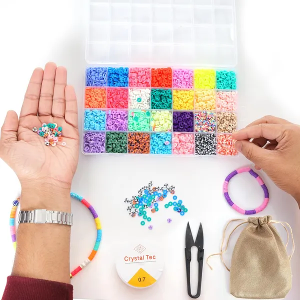 Multicolor_Bracelet-Making_Kit_with_6700+_Clay_Beads,_130+_Alphabet_Beads,_Charms,_Accessories_&_Tools_|_Return_Birthday_Gift_for_3_4_5_6_7_8_9_Years_Girls_(28_Clay_Beads)