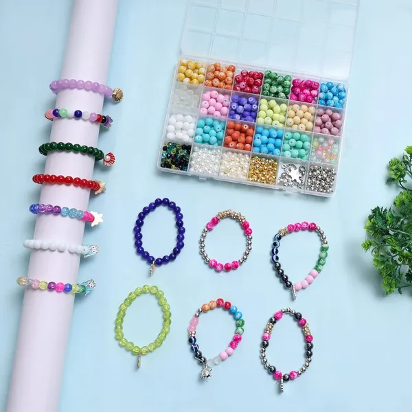 Multicolor_48-Compartment_Jewelry_Making_Kit_with_8_Gold_&_7_Silver_Charms__Bead_Set_with_Cutter_&_2_Rolls_of_0.7mm_Elastic_String_(10m_Each)__DIY_Bracelet_&_Necklace_Crafting_Kit_for_girls_birthday_gift_2_3_4_5_6_7_8_9