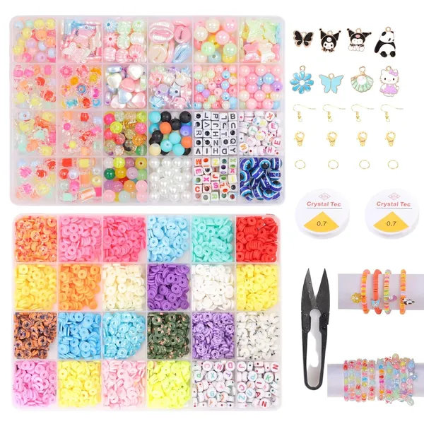 Multicolor_DIY_Bracelet_Making_Kit_for_Girls__48_Compartment_Combo_Set_with_1000+_Beads,_8_Charms,_Disc_Beads,_Alphabet_Beads,_2_Elastic_Threads,_Cutter_&_Hooks__Jewellery_Craft_Kit_for_Kids_Age_712_for_girls_birthday_gift_2_3_4_5_6_7_8_9