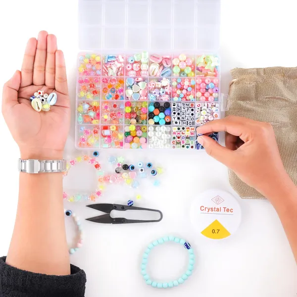 Multicolor_DIY_Bracelet_Making_Kit_for_Girls__48_Compartment_Combo_Set_with_1000+_Beads,_8_Charms,_Disc_Beads,_Alphabet_Beads,_2_Elastic_Threads,_Cutter_&_Hooks__Jewellery_Craft_Kit_for_Kids_Age_712_for_girls_birthday_gift_2_3_4_5_6_7_8_9