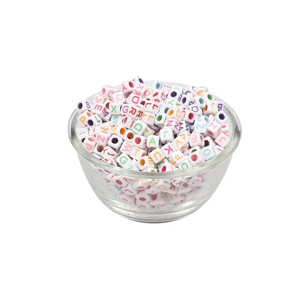 White_300+_Cube_Alphabet_Letter_Colorfull_Beads_for_Bracelet_Jewellery_Making_with_10m_Elastic_Thread_(0.8mm)_|_Round,_Cube_and_Heart_Shape_(Cube_White_Colorfull)