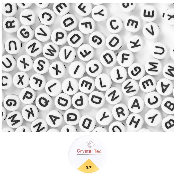 Multicolor_350+_Round_Alphabet_Letter_Black_and_White_Beads_for_Bracelet_Jewellery_Making_with_10m_Elastic_Thread_(0.8mm)_|_Round,_Cube_and_Heart_Shape_(Round_White_Black)
