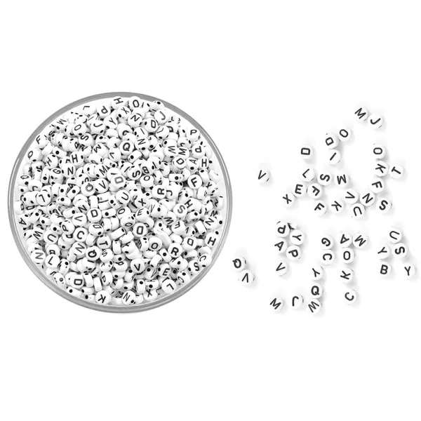 Multicolor_350+_Round_Alphabet_Letter_Black_and_White_Beads_for_Bracelet_Jewellery_Making_with_10m_Elastic_Thread_(0.8mm)_|_Round,_Cube_and_Heart_Shape_(Round_White_Black)