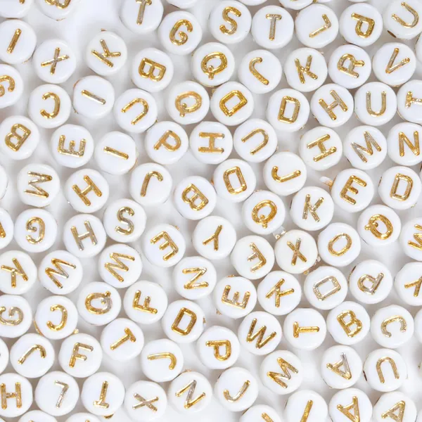 Multicolor_350+_Alphabet_Letter_Golden_for_Bracelet_Jewellery_Making_with_10m_Elastic_Thread_(0.8mm)_|,_Cube_and_Heart_Shape_(Round_White_Golden)