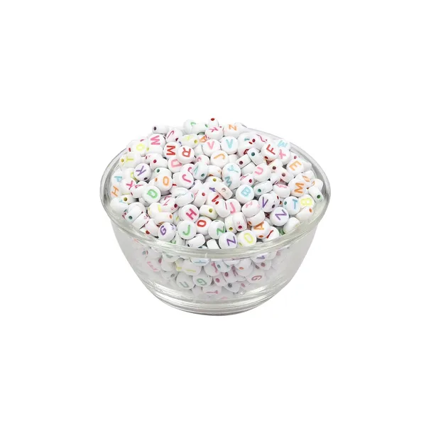 White_350+_Round_Alphabet_Letter_Colorfull_Beads_for_Bracelet_Jewellery_Making_with_10m_Elastic_Thread_(0.8mm)_|_Round,_Cube_and_Heart_Shape_(Round)