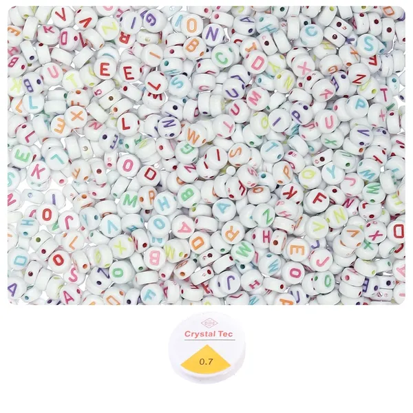 White_350+_Round_Alphabet_Letter_Colorfull_Beads_for_Bracelet_Jewellery_Making_with_10m_Elastic_Thread_(0.8mm)_|_Round,_Cube_and_Heart_Shape_(Round)