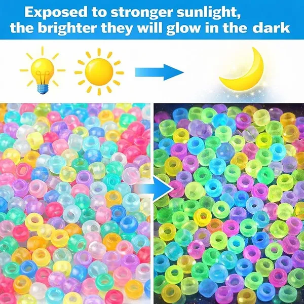 Multicolor_1000_Pcs_Glow_in_The_Dark_Beads_(9_*_6mm)_with_Elastic_Thread__DIY_Jewelry_Making_Kit_for_Kids_&_Adults