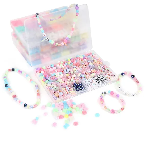Multicolor_DIY_Bracelet_Making_Kit_-_800_+_pcs_24_Colorful_Beads,_10m_Elastic_Thread,_Jute_Bag,_and_Cutter_-_Gift_for_Girls_Birthdays_(_Mix_1)