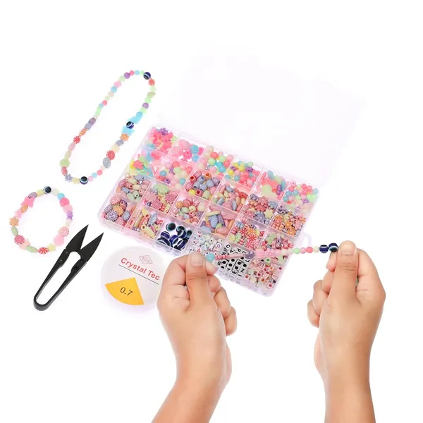 Multicolor_DIY_Bracelet_Making_Kit_-_800_+_pcs_24_Colorful_Beads,_10m_Elastic_Thread,_Jute_Bag,_and_Cutter_-_Gift_for_Girls_Birthdays_(_Mix_1)