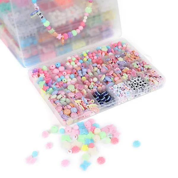 Multicolor_DIY_Bracelet_Making_Kit_-_800_+_pcs_24_Colorful_Beads,_10m_Elastic_Thread,_Jute_Bag,_and_Cutter_-_Gift_for_Girls_Birthdays_(_Mix_1)
