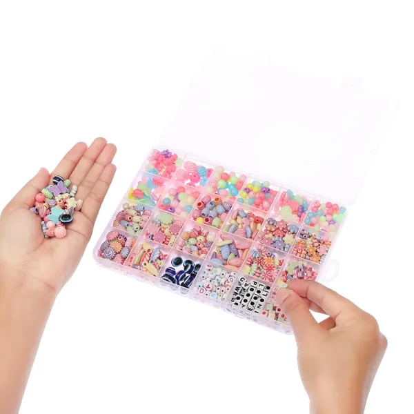 Multicolor_DIY_Bracelet_Making_Kit_-_800_+_pcs_24_Colorful_Beads,_10m_Elastic_Thread,_Jute_Bag,_and_Cutter_-_Gift_for_Girls_Birthdays_(_Mix_1)