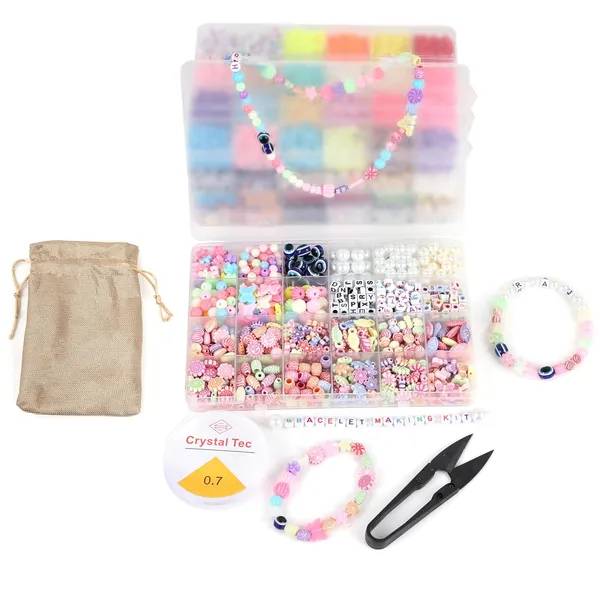Ambitieux_Beads_Children_Jewelry_Making_Craft_Bracelet_Kits_set_for_Kids_-_DIY_2_pcs_of_24_Compartment_Box,_1200+_Colorful_plastic_Beads,_Ear_Hangings,_Lobster_Locks_&_Rings_,_8_Pcs_of_Charms_With_Accessories_-_Birthday_Gift_for_Girls_4_5_6_7_Years