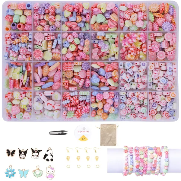 Multicolor_Children_Jewelry_Making_Craft_Bracelet_Kits_set_for_Kids_-_DIY_24_Compartment_Box,_700+_Colorful_Beads,_Ear_Hangings,_Lobster_Locks_&_Rings_,_8_Pcs_of_Charms_With_Accessories_-_Birthday_Gift_for_Girls_4_5_6_7_Years_(Dual_Tone)