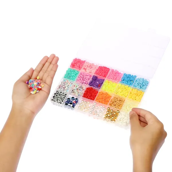 Multicolor_Children_Jewelry_Making_Craft_Bracelet_Kits_set_for_Kids_-_DIY_24_Compartment_Box,_700+_Colorful_Beads,_Ear_Hangings,_Lobster_Locks_&_Rings_,_8_Pcs_of_Charms_With_Accessories_-_Birthday_Gift_for_Girls_4_5_6_7_Years_(Clay_beads_2)