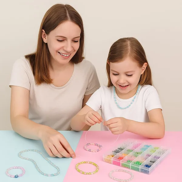 Multicolor_Children_Jewelry_Making_Craft_Bracelet_Kits_set_for_Kids_-_DIY_24_Compartment_Box,_350+_Colorful_Beads,_Ear_Hangings,_Lobster_Locks_&_Rings_,_8_Pcs_of_Charms_With_Accessories_-_Birthday_Gift_for_Girls_4_5_6_7_Years_Packed_in_a_sturdy_corrugated_box(Glass_Beads_Kit)