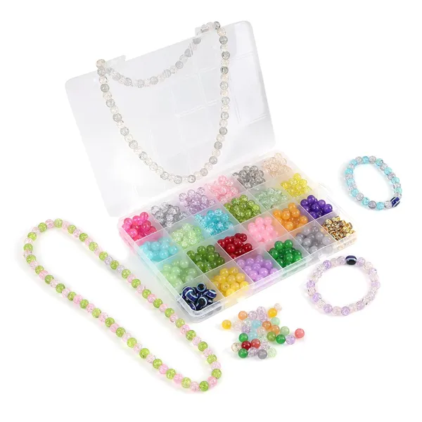 Multicolor_Children_Jewelry_Making_Craft_Bracelet_Kits_set_for_Kids_-_DIY_24_Compartment_Box,_350+_Colorful_Beads,_Ear_Hangings,_Lobster_Locks_&_Rings_,_8_Pcs_of_Charms_With_Accessories_-_Birthday_Gift_for_Girls_4_5_6_7_Years_Packed_in_a_sturdy_corrugated_box(Glass_Beads_Kit)