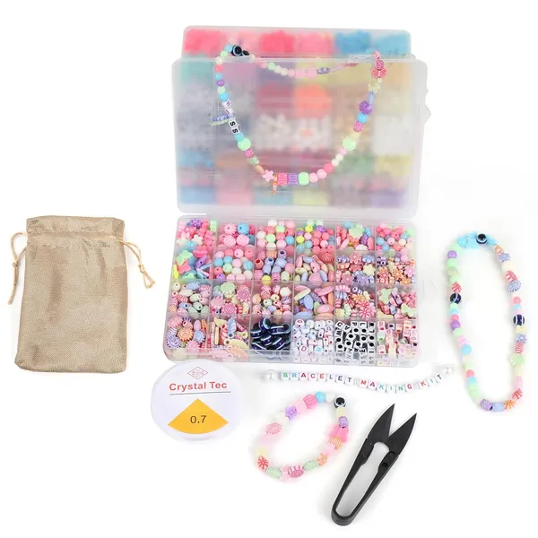 Multicolor_Children_Jewelry_Making_Craft_Bracelet_Kits_set_for_Kids_-_DIY_24_Compartment_Box,_700+_Colorful_Beads,_Ear_Hangings,_Lobster_Locks_&_Rings_,_8_Pcs_of_Charms_With_Accessories_-_Birthday_Gift_for_Girls_4_5_6_7_Years_(_Mix)