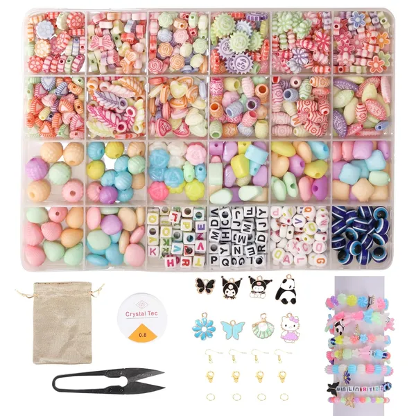 Multicolor_Children_Jewelry_Making_Craft_Bracelet_Kits_set_for_Kids_-_DIY_24_Compartment_Box,_700+_Colorful_Beads,_Ear_Hangings,_Lobster_Locks_&_Rings_,_8_Pcs_of_Charms_With_Accessories_-_Birthday_Gift_for_Girls_4_5_6_7_Years_(_Mix)